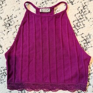 Stylish Magenta Lace Trim Camisole